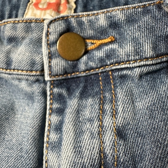 Gianni Bini Blue and Yellow Jean Shorts with Southwestern Embroidery - Picture 5 of 7